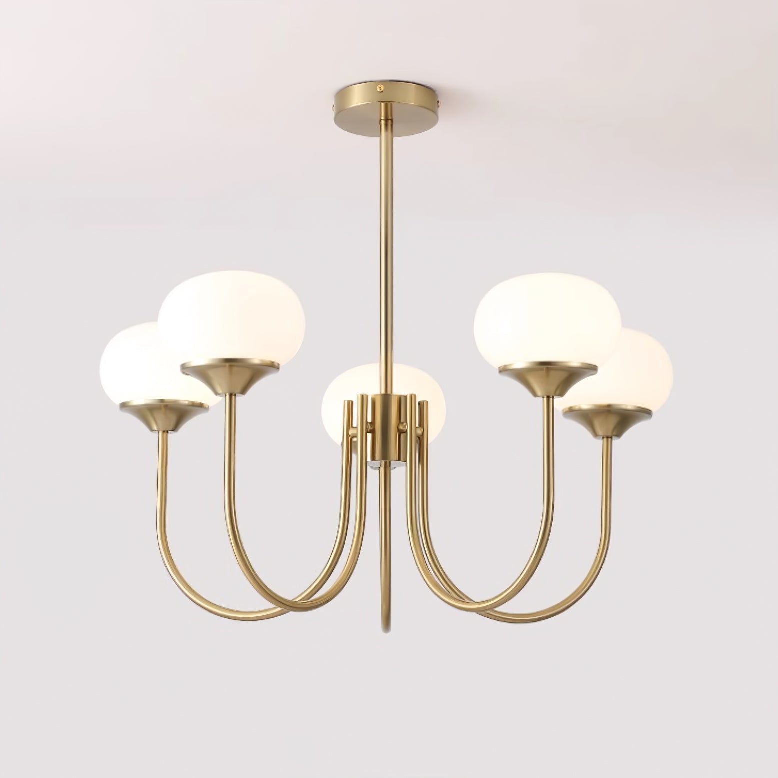 Aurevella | Lampadario Moderno Glam con Paralumi in Vetro Rosa per Spazi di Ristorazione e Camera da Letto