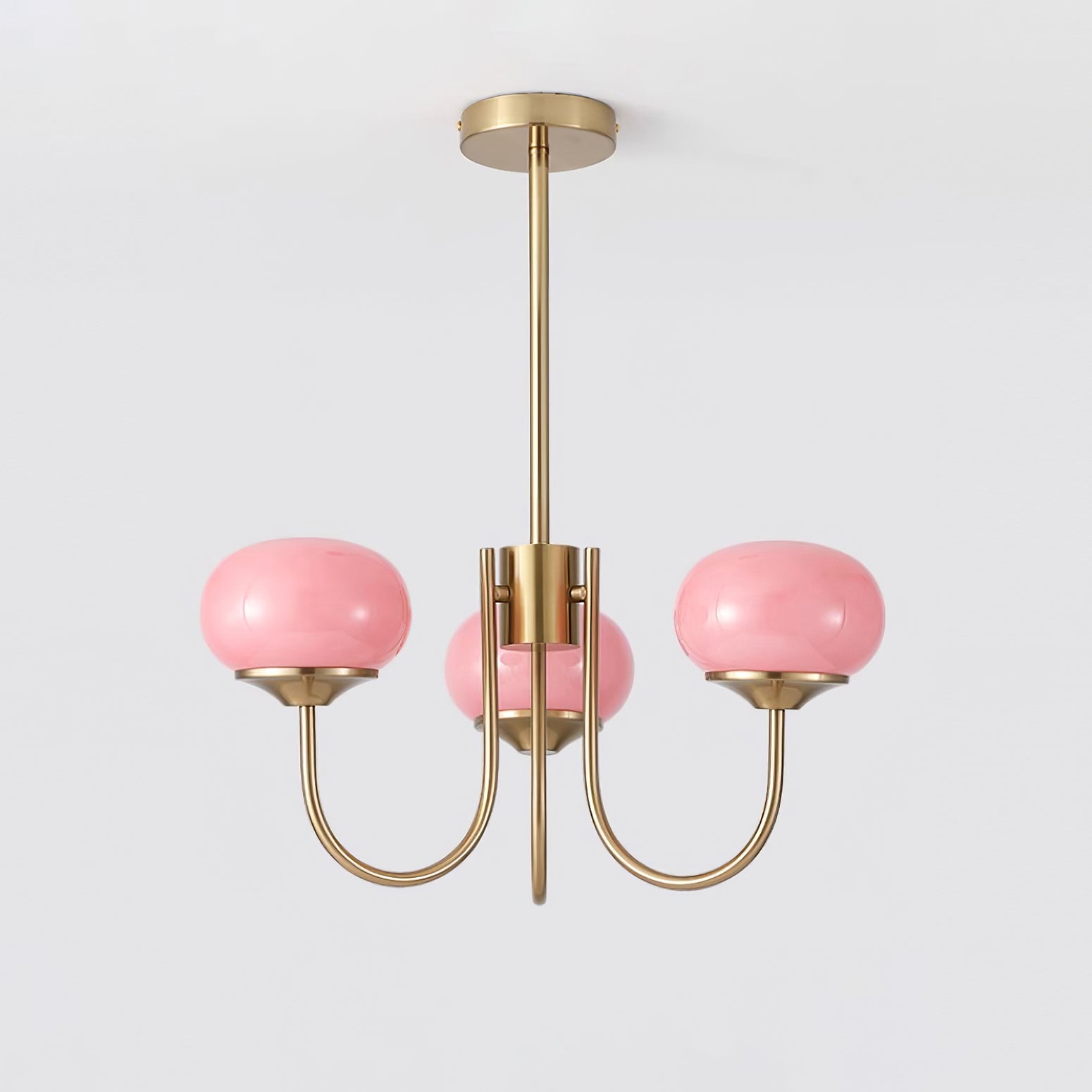 Aurevella | Lampadario Moderno Glam con Paralumi in Vetro Rosa per Spazi di Ristorazione e Camera da Letto