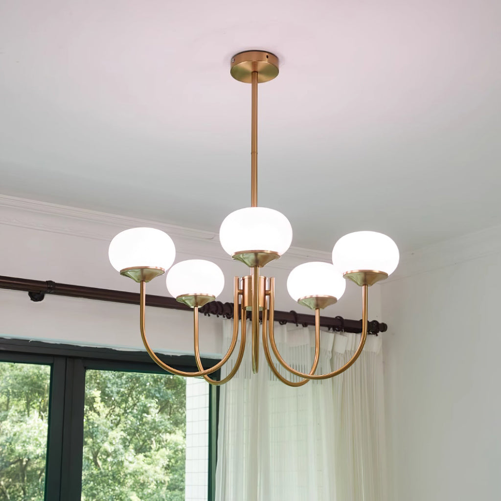 Aurevella | Lampadario Moderno Glam con Paralumi in Vetro Rosa per Spazi di Ristorazione e Camera da Letto