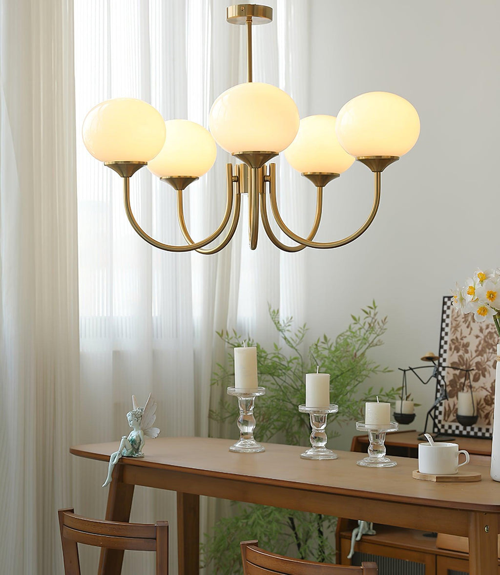 Aurevella | Lampadario Moderno Glam con Paralumi in Vetro Rosa per Spazi di Ristorazione e Camera da Letto