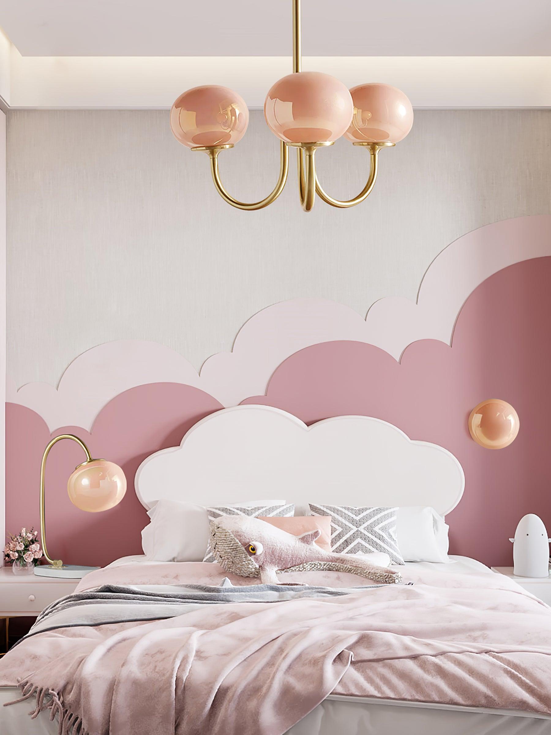 Aurevella | Lampadario Moderno Glam con Paralumi in Vetro Rosa per Spazi di Ristorazione e Camera da Letto
