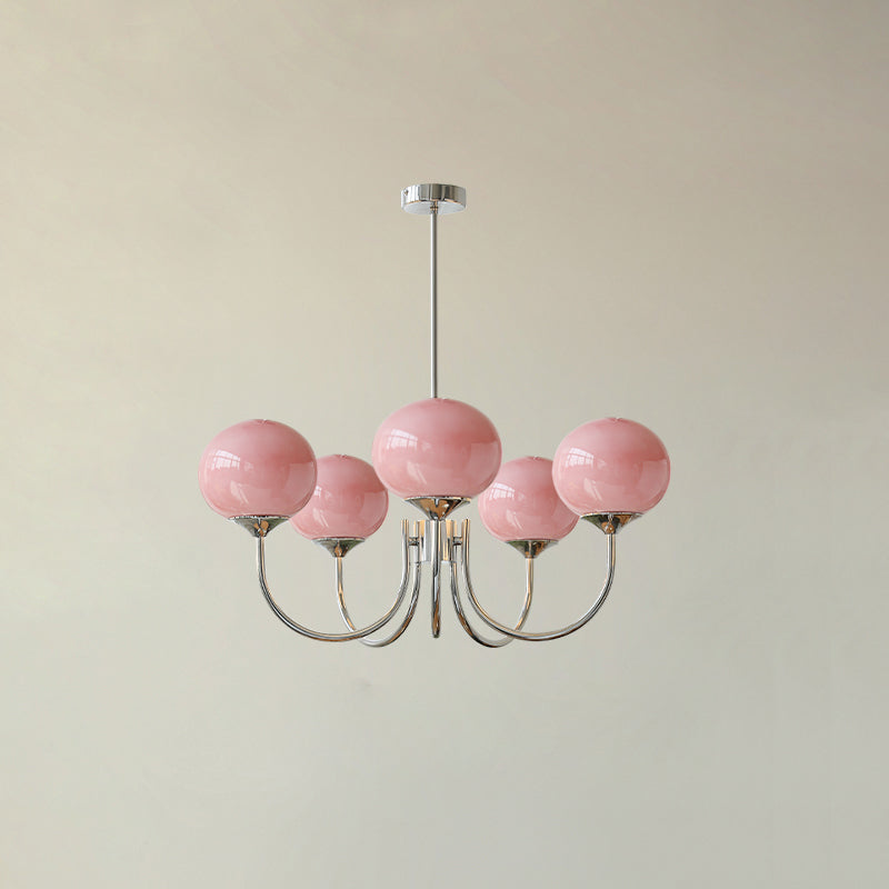 Aurevella | Lampadario Moderno Glam con Paralumi in Vetro Rosa per Spazi di Ristorazione e Camera da Letto
