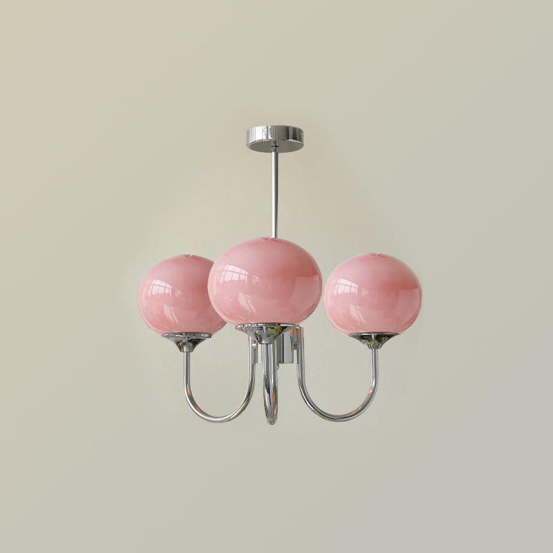 Aurevella | Lampadario Moderno Glam con Paralumi in Vetro Rosa per Spazi di Ristorazione e Camera da Letto