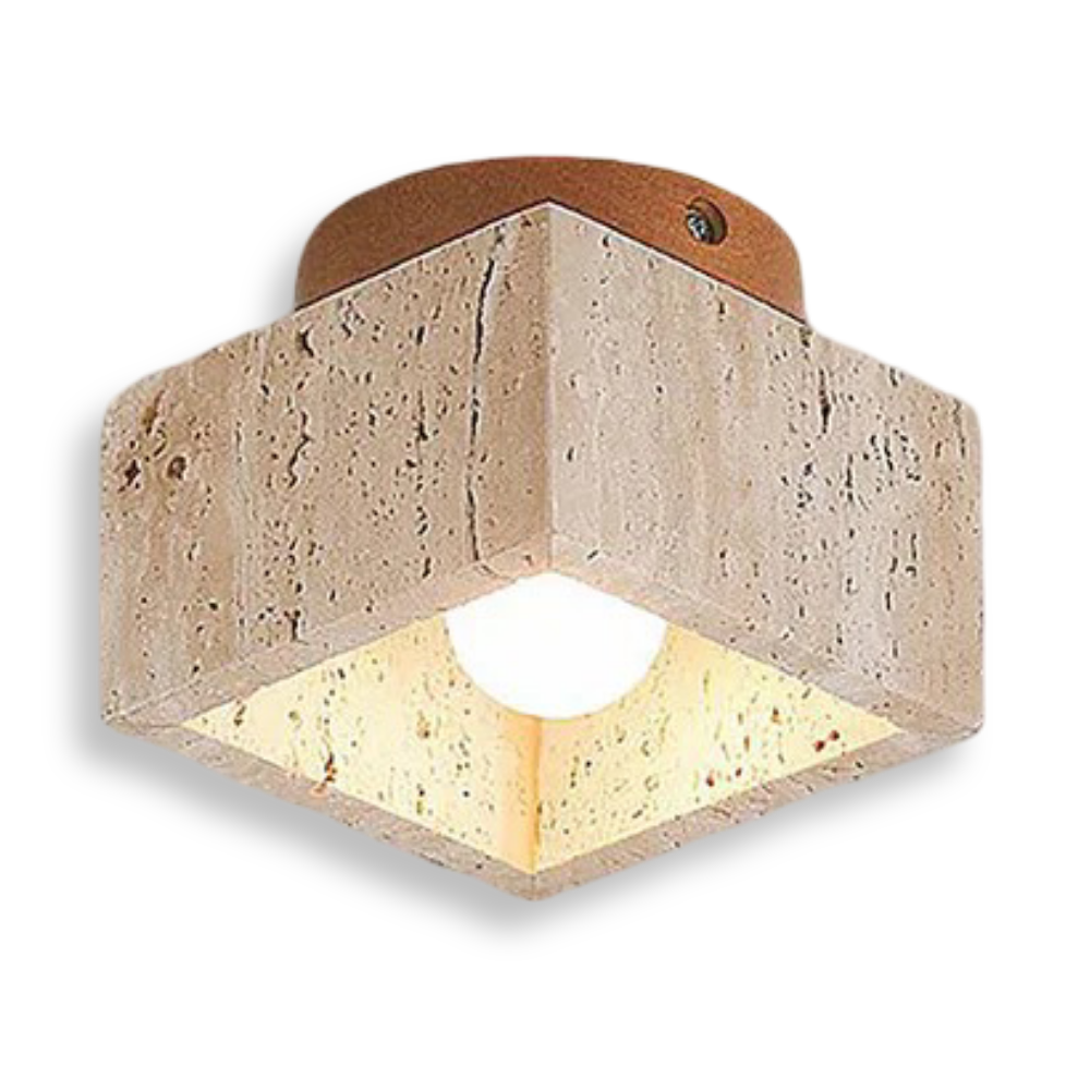 MarWood – Lampada da soffitto in Travertino con Spot Incassato in Marmo e Legno