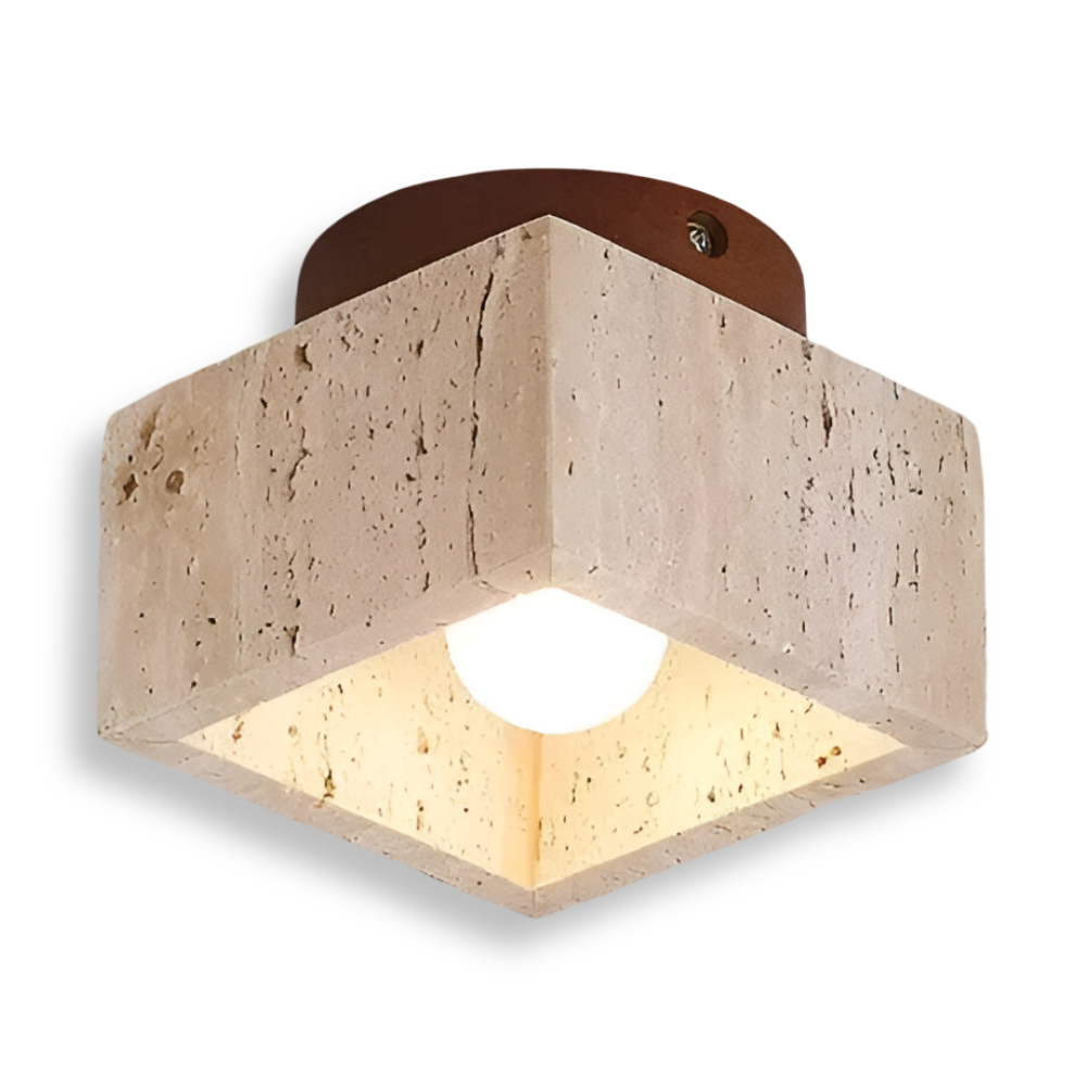 MarWood – Lampada da soffitto in Travertino con Spot Incassato in Marmo e Legno