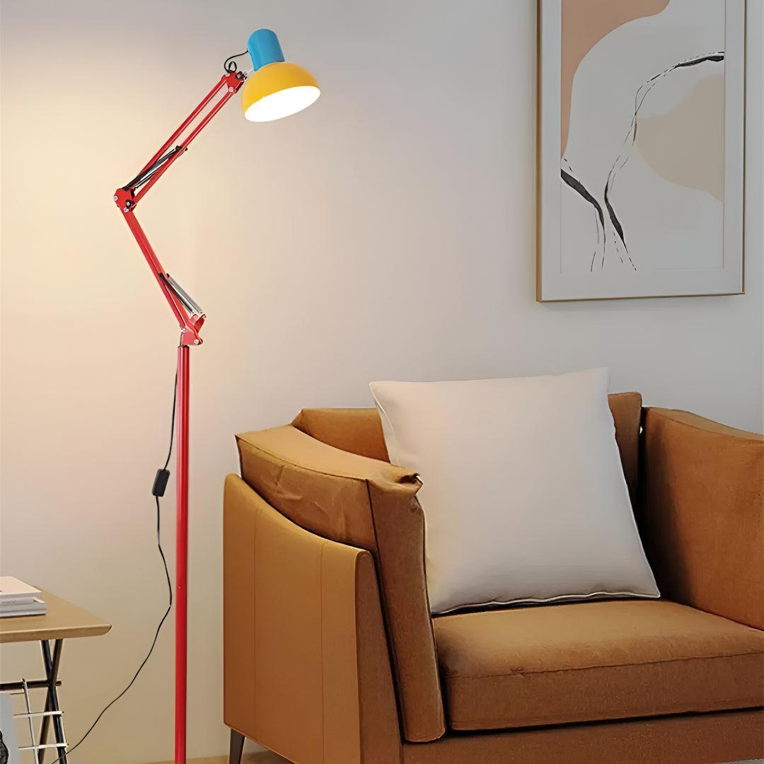 Lampada da Terra Moderna Regolabile Memphis con Luce da Lettura