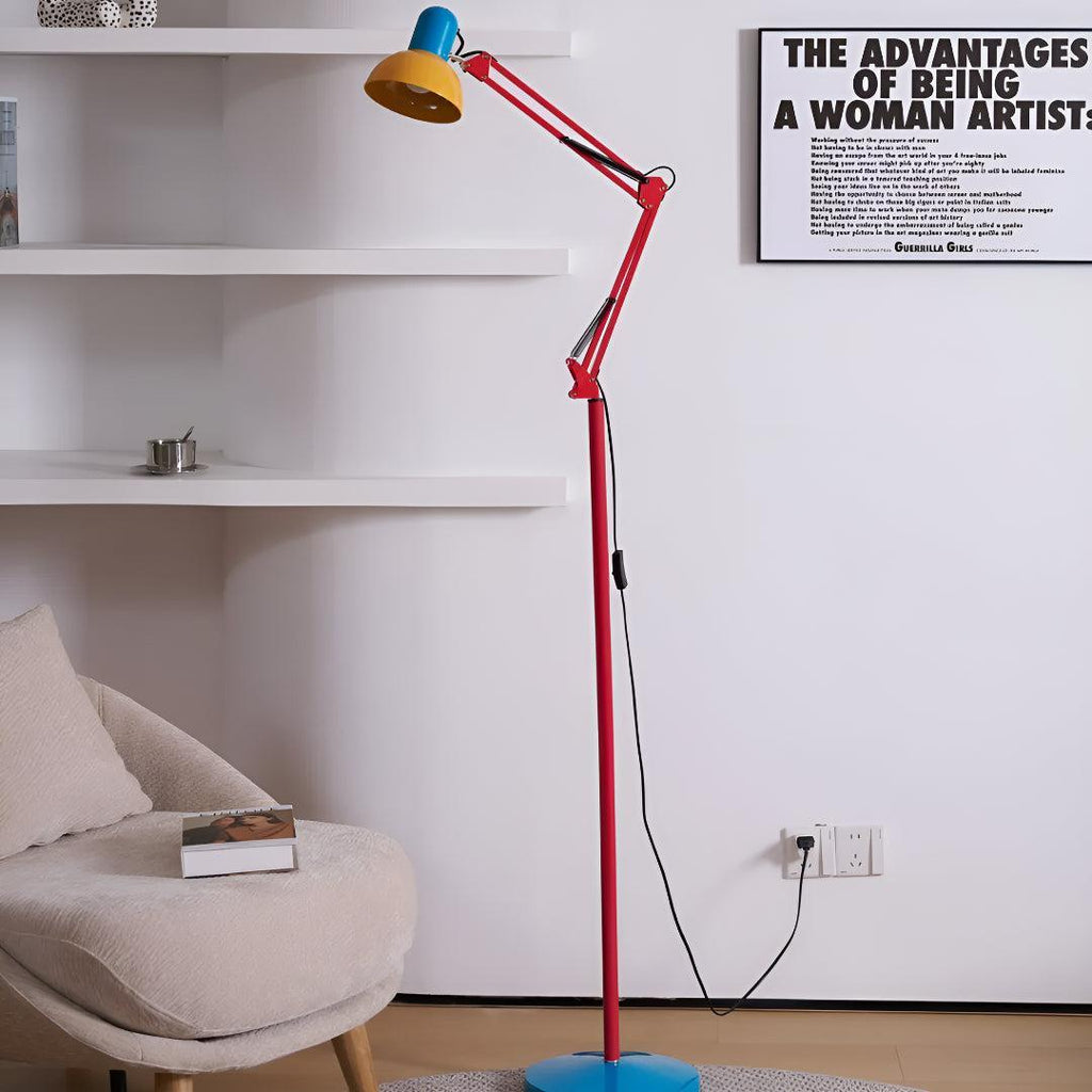 Lampada da Terra Moderna Regolabile Memphis con Luce da Lettura