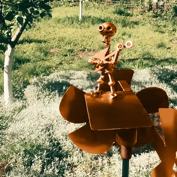 Mulino a Vento in Metallo "Rock Band" – Decorazione da Giardino Mobile con Carattere