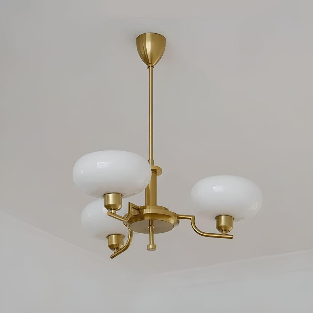 Lampadario in Stile Mid Century con Paralumi in Vetro
