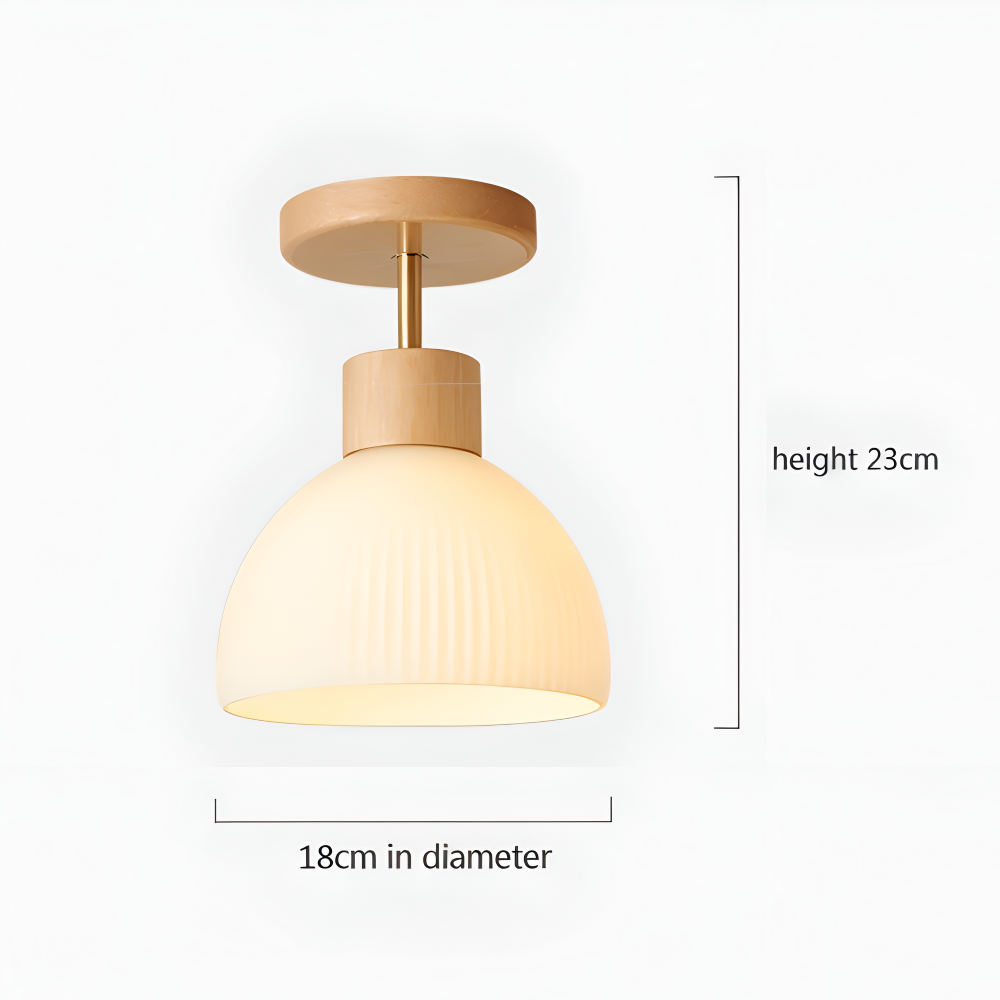 LjusAisle – Lampada da soffitto LED a righe nordica in vetro e legno