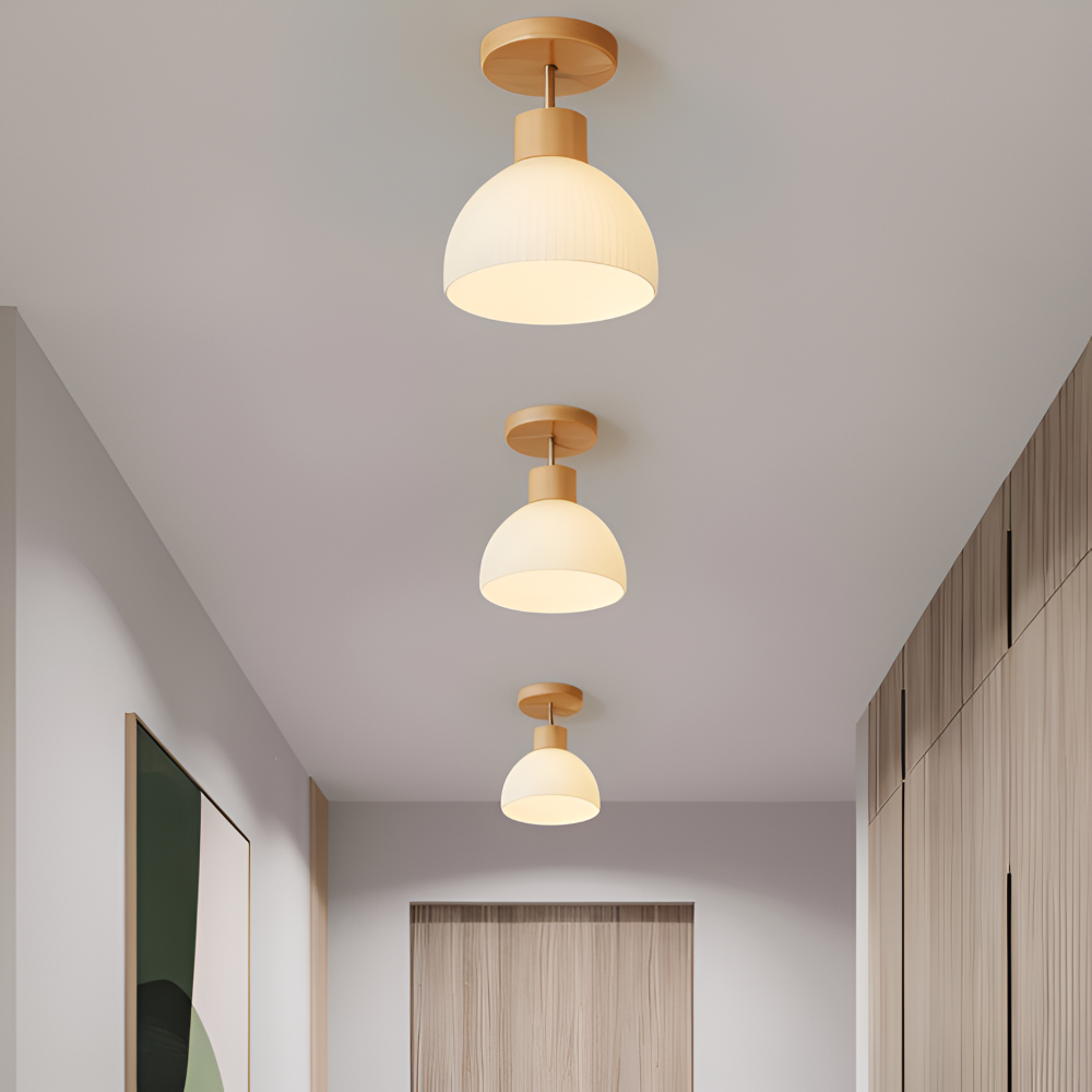 LjusAisle – Lampada da soffitto LED a righe nordica in vetro e legno