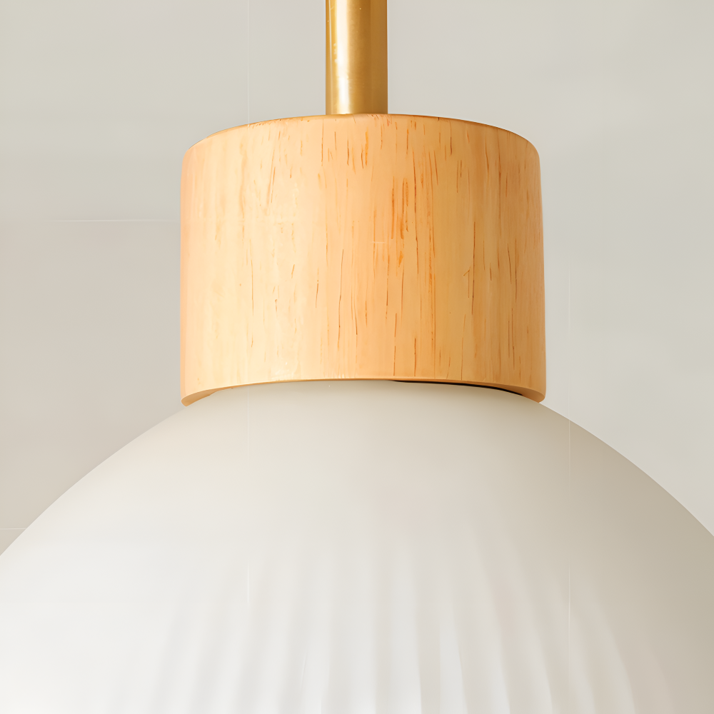 LjusAisle – Lampada da soffitto LED a righe nordica in vetro e legno