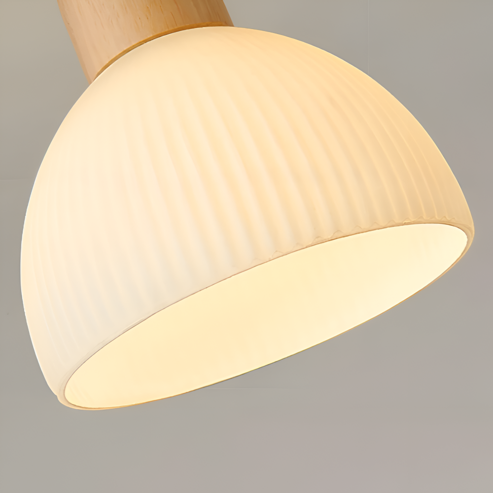 LjusAisle – Lampada da soffitto LED a righe nordica in vetro e legno