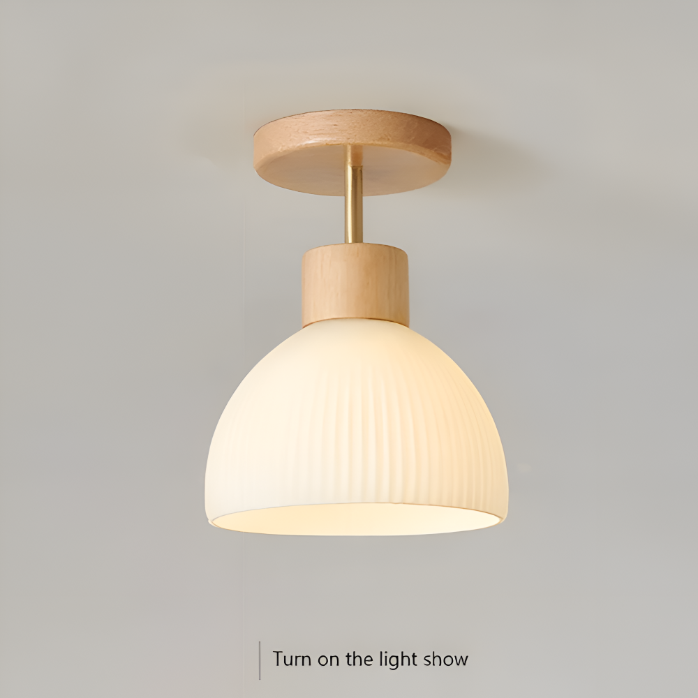 LjusAisle – Lampada da soffitto LED a righe nordica in vetro e legno