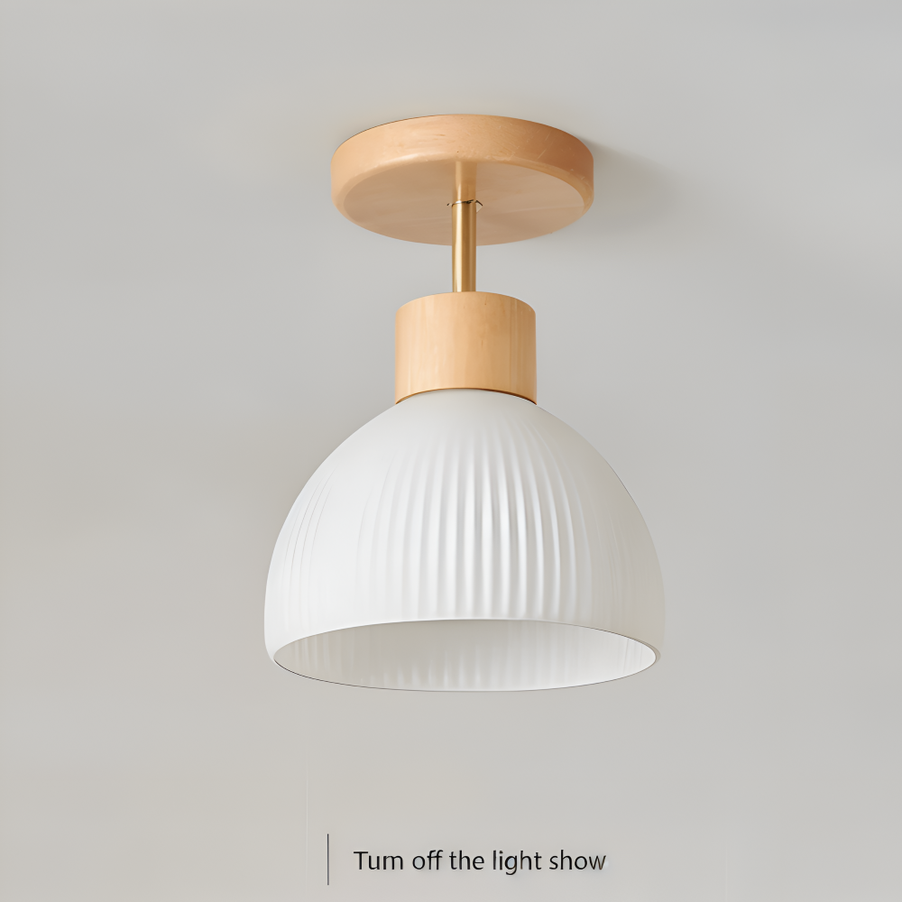 LjusAisle – Lampada da soffitto LED a righe nordica in vetro e legno