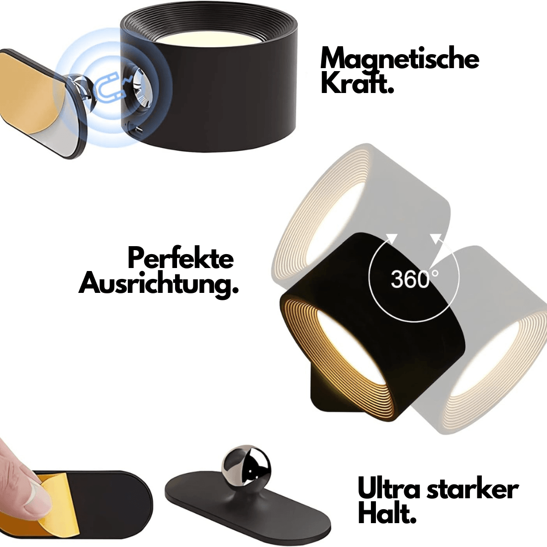 Lampada da Parete Wireless – Illuminazione LED Ricaricabile e Regolabile a 360°
