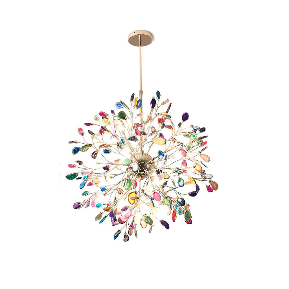 Norivana | Lampadario in Agata Naturale con Struttura Dorata per Ambienti Eleganti