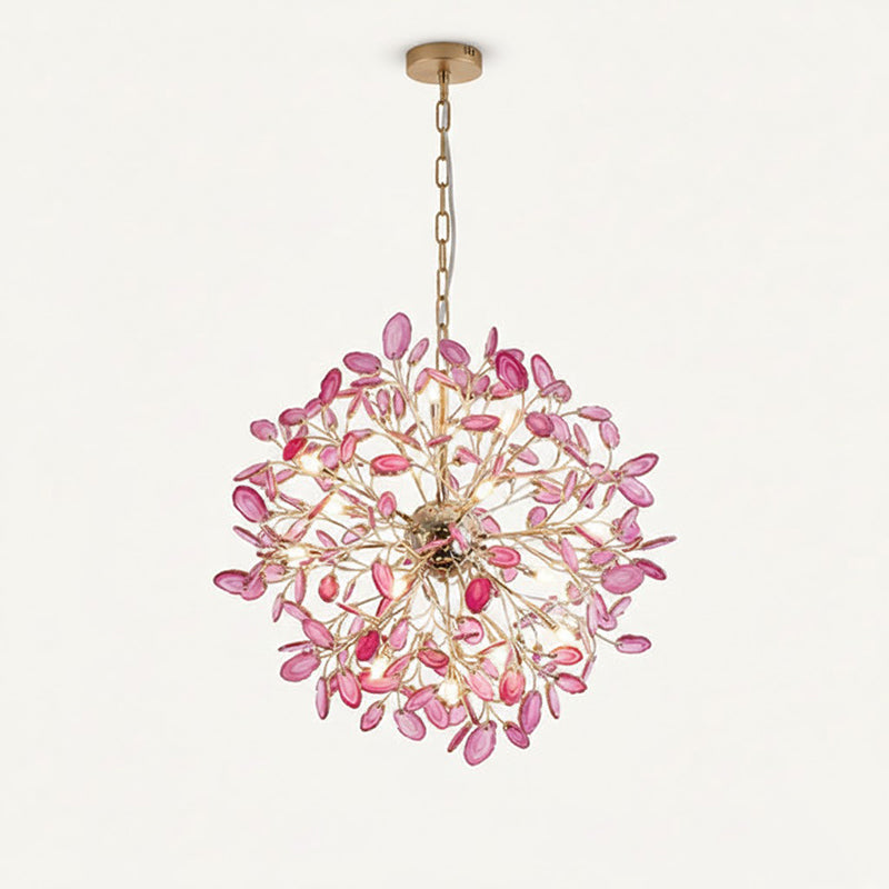 Norivana | Lampadario in Agata Naturale con Struttura Dorata per Ambienti Eleganti
