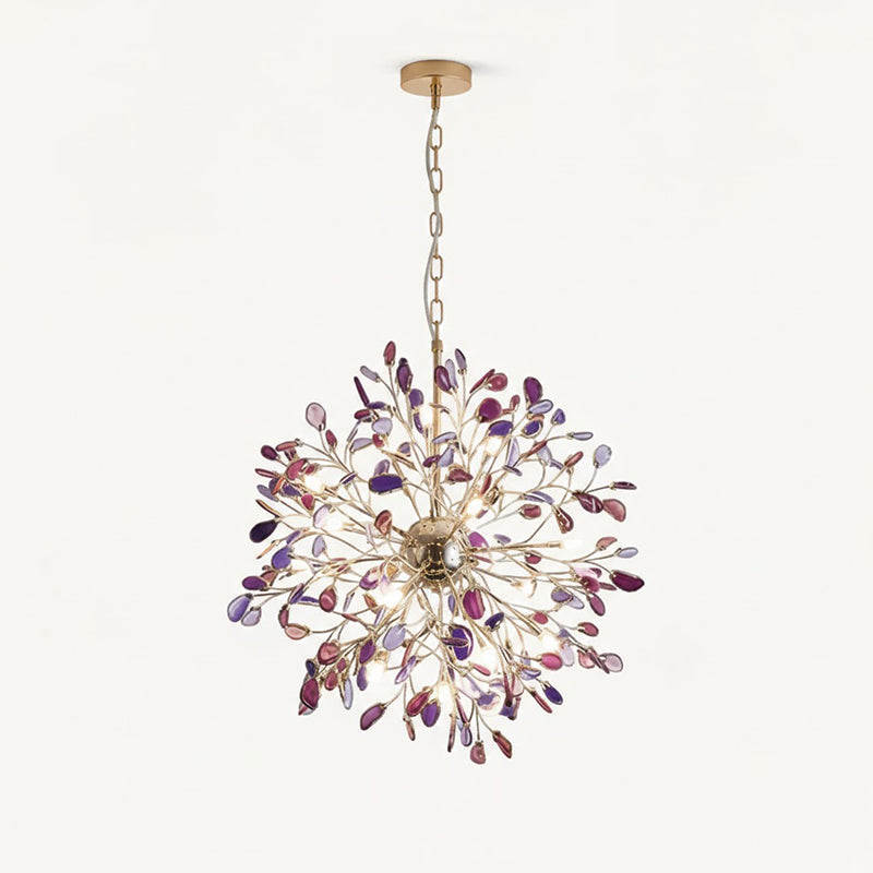 Norivana | Lampadario in Agata Naturale con Struttura Dorata per Ambienti Eleganti