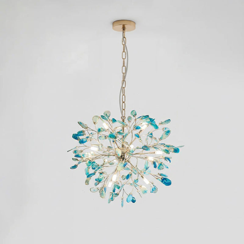 Norivana | Lampadario in Agata Naturale con Struttura Dorata per Ambienti Eleganti