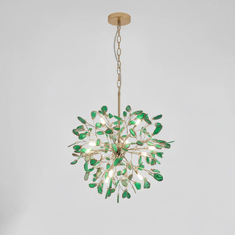 Norivana | Lampadario in Agata Naturale con Struttura Dorata per Ambienti Eleganti
