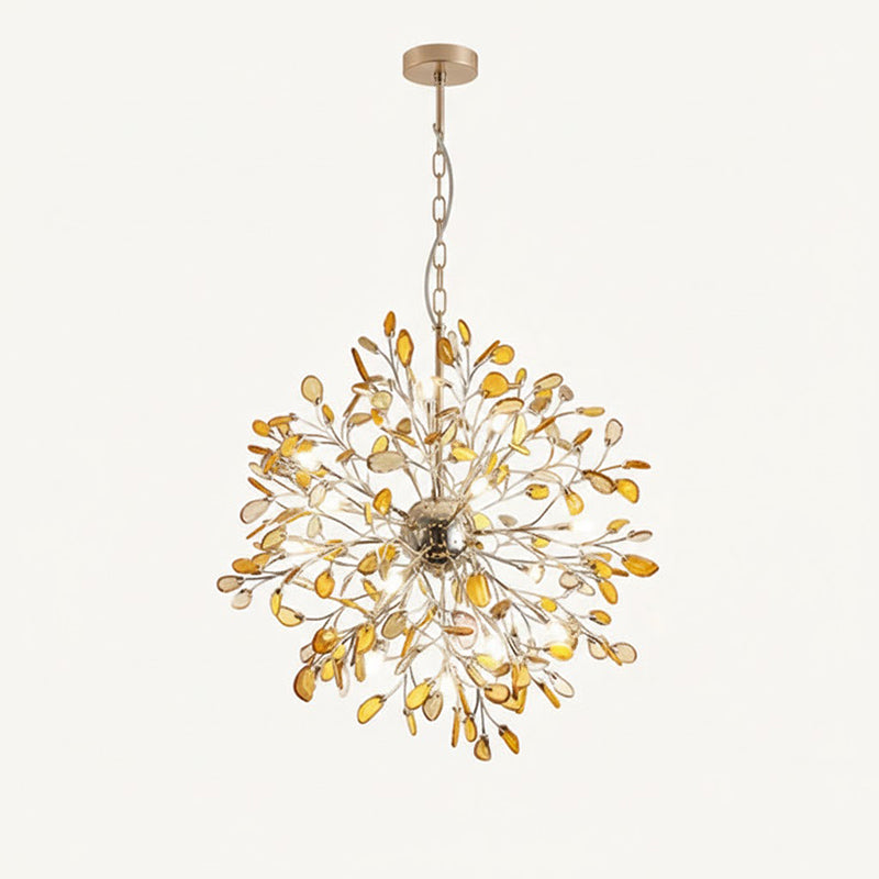 Norivana | Lampadario in Agata Naturale con Struttura Dorata per Ambienti Eleganti