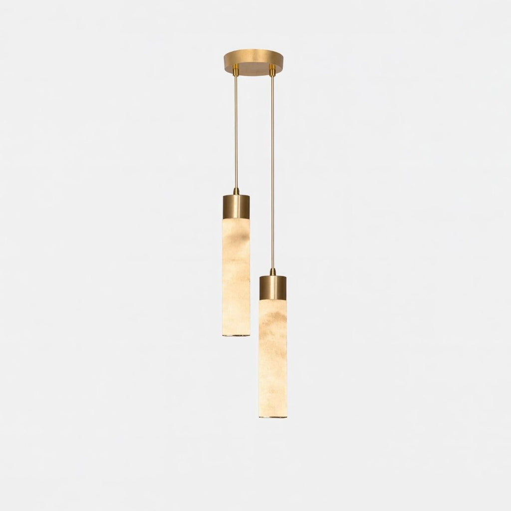 Lampada a Sospensione Moderna in Alabastro con Base in Ottone