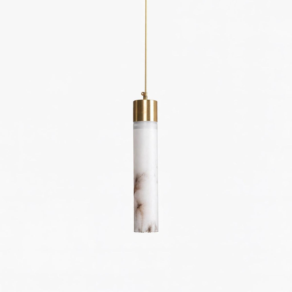 Lampada a Sospensione Moderna in Alabastro con Base in Ottone
