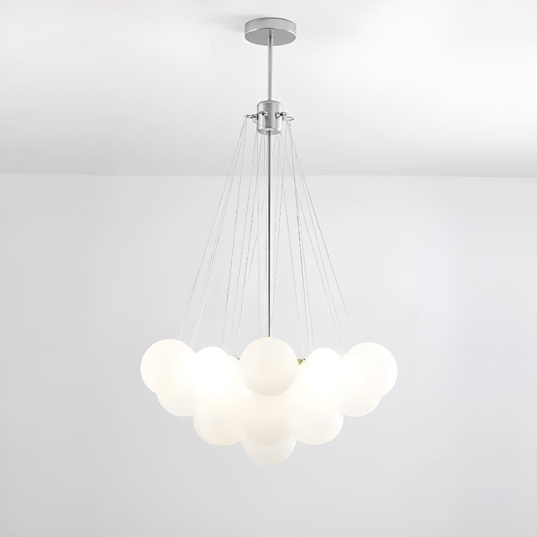 Candelabro Moderno a Bolle con Sfere di Vetro Satinato