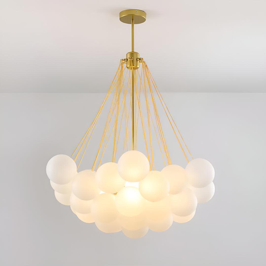 Candelabro Moderno a Bolle con Sfere di Vetro Satinato
