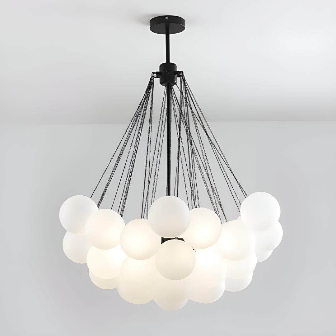 Candelabro Moderno a Bolle con Sfere di Vetro Satinato