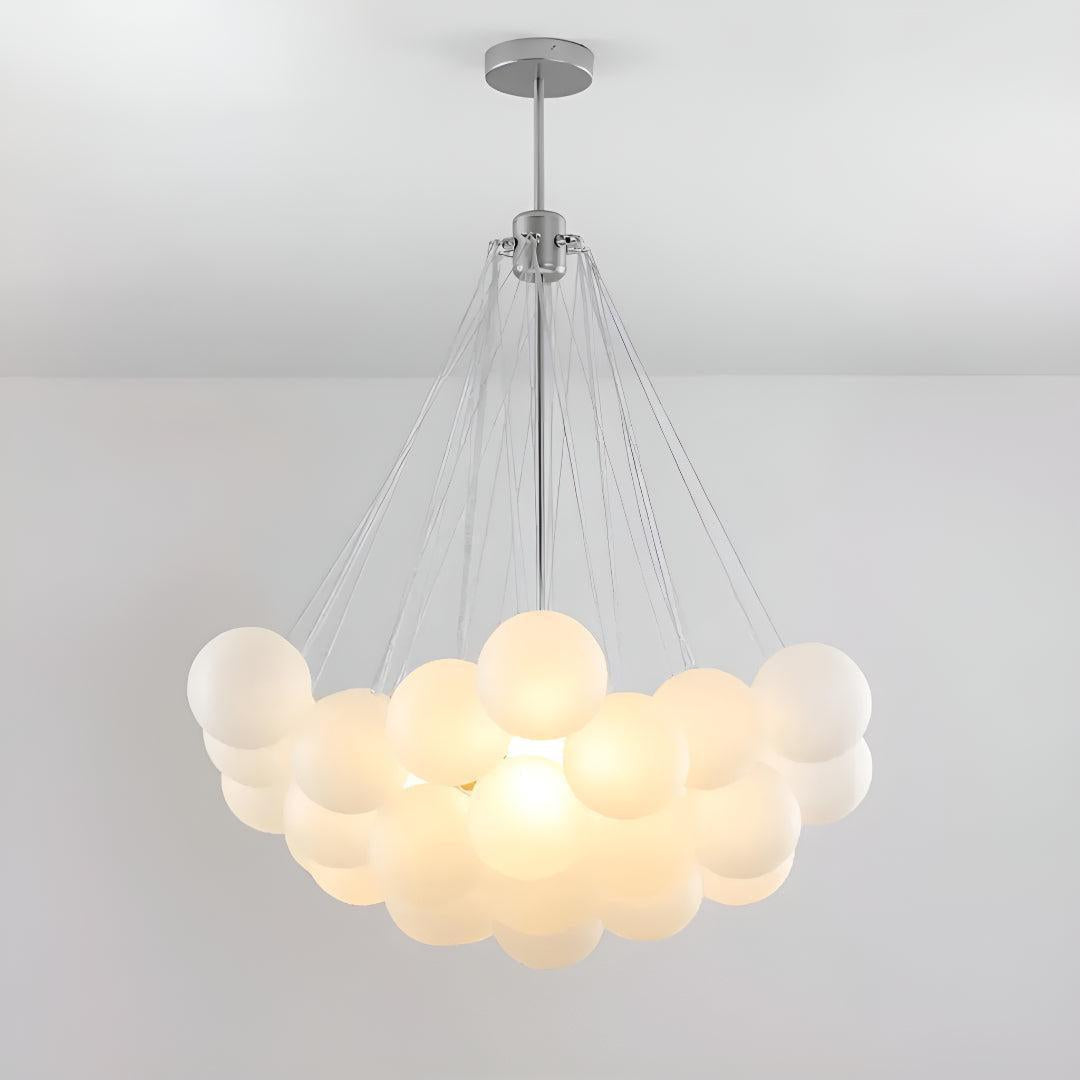Candelabro Moderno a Bolle con Sfere di Vetro Satinato