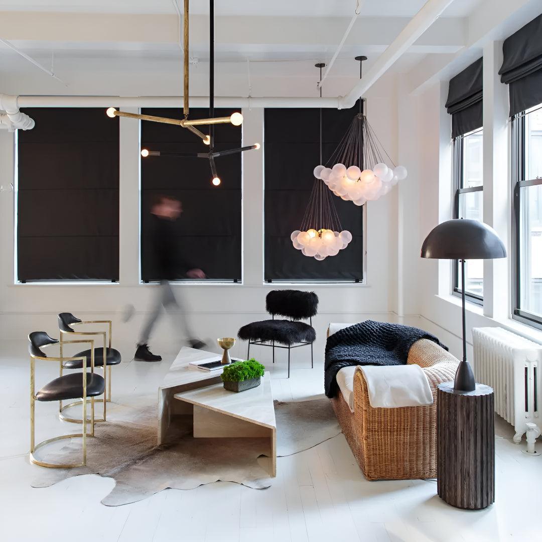 Candelabro Moderno a Bolle con Sfere di Vetro Satinato