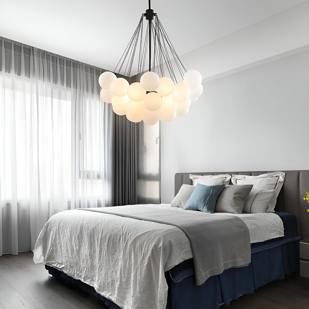 Candelabro Moderno a Bolle con Sfere di Vetro Satinato