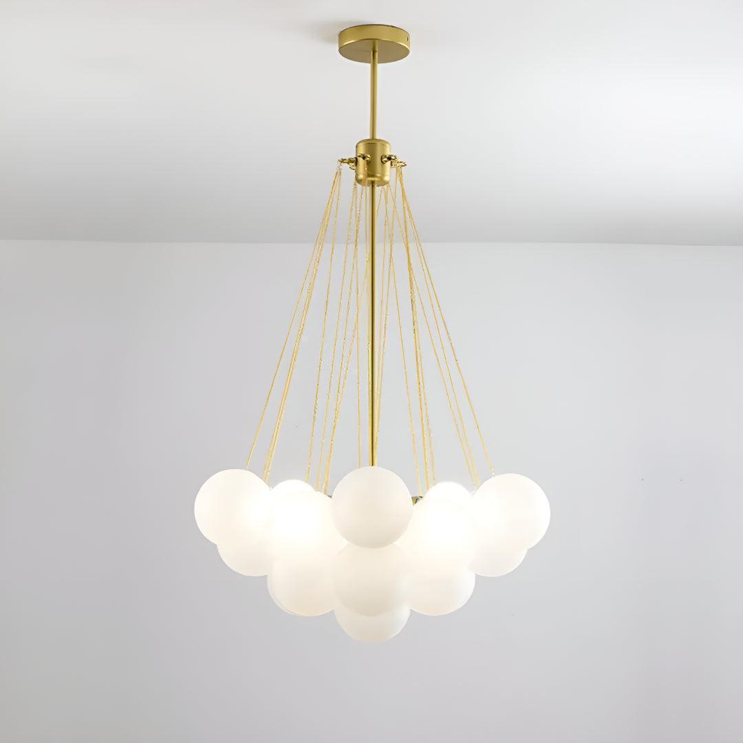 Candelabro Moderno a Bolle con Sfere di Vetro Satinato