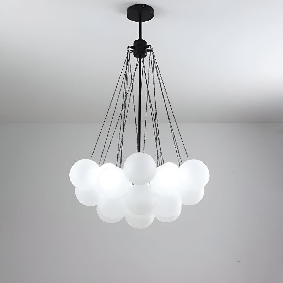 Candelabro Moderno a Bolle con Sfere di Vetro Satinato
