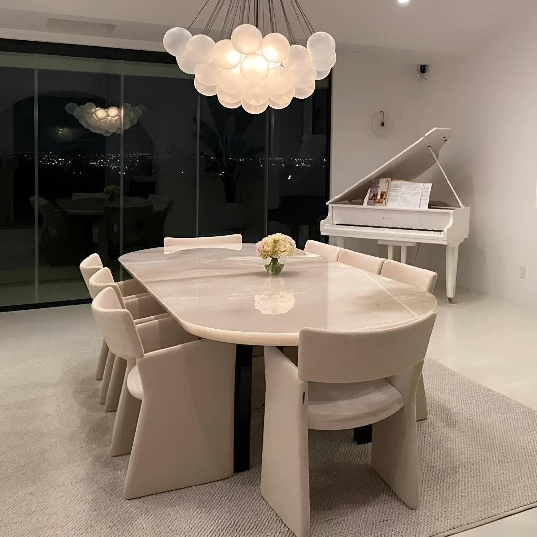 Candelabro Moderno a Bolle con Sfere di Vetro Satinato