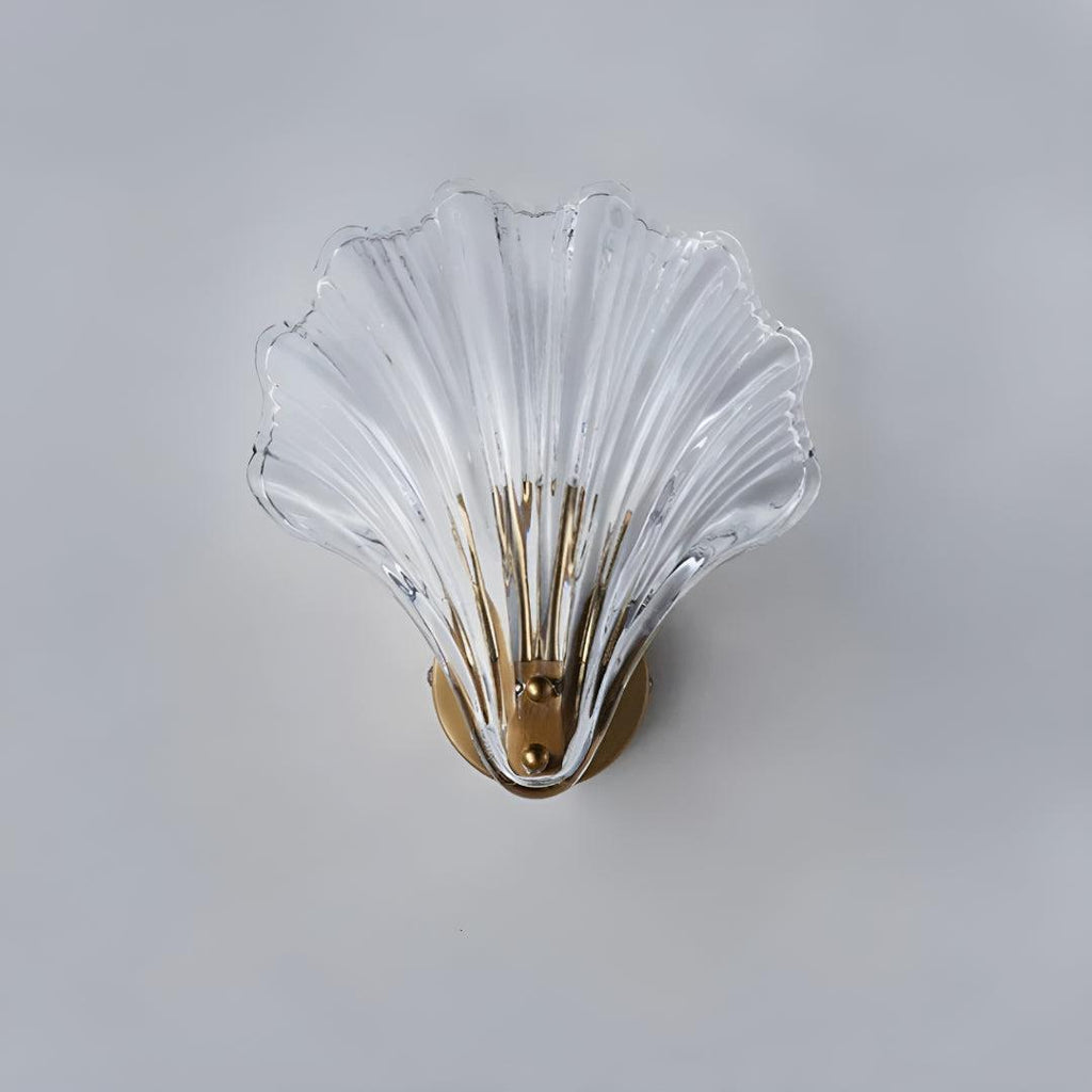 Applique da Parete in Vetro Moderno a Forma di Conchiglia con Luce LED Calda