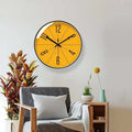 Orologio da Parete Rotondo con Quadrante Giallo e Cornice Nera
