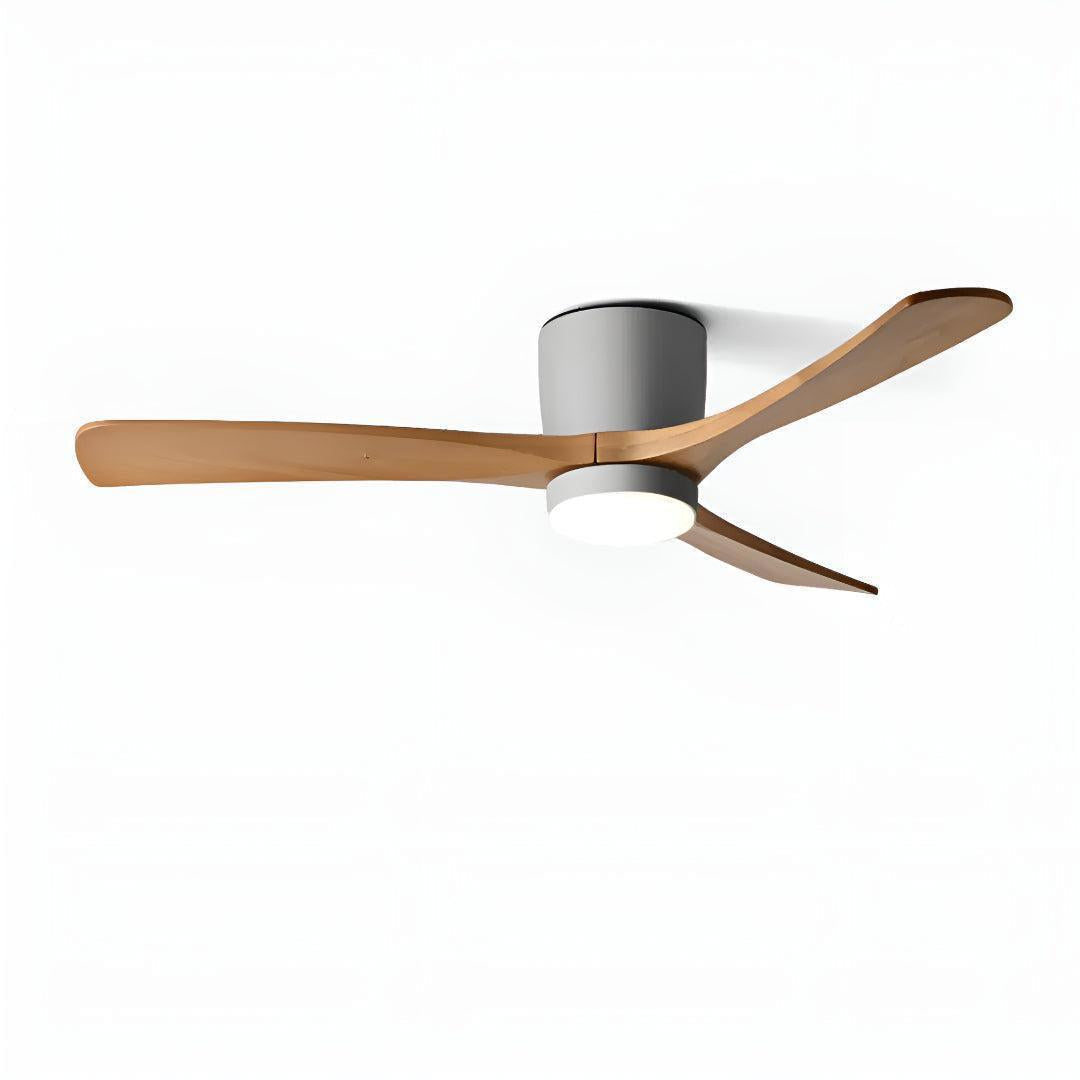 Ventilatore a soffitto in legno nordico moderno con luce e telecomando