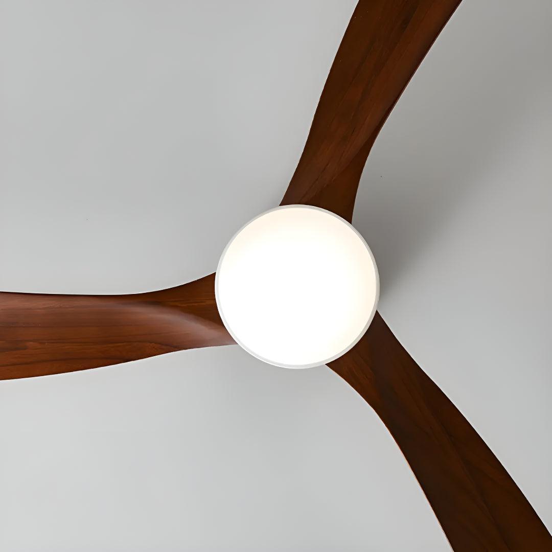 Ventilatore a soffitto in legno nordico moderno con luce e telecomando