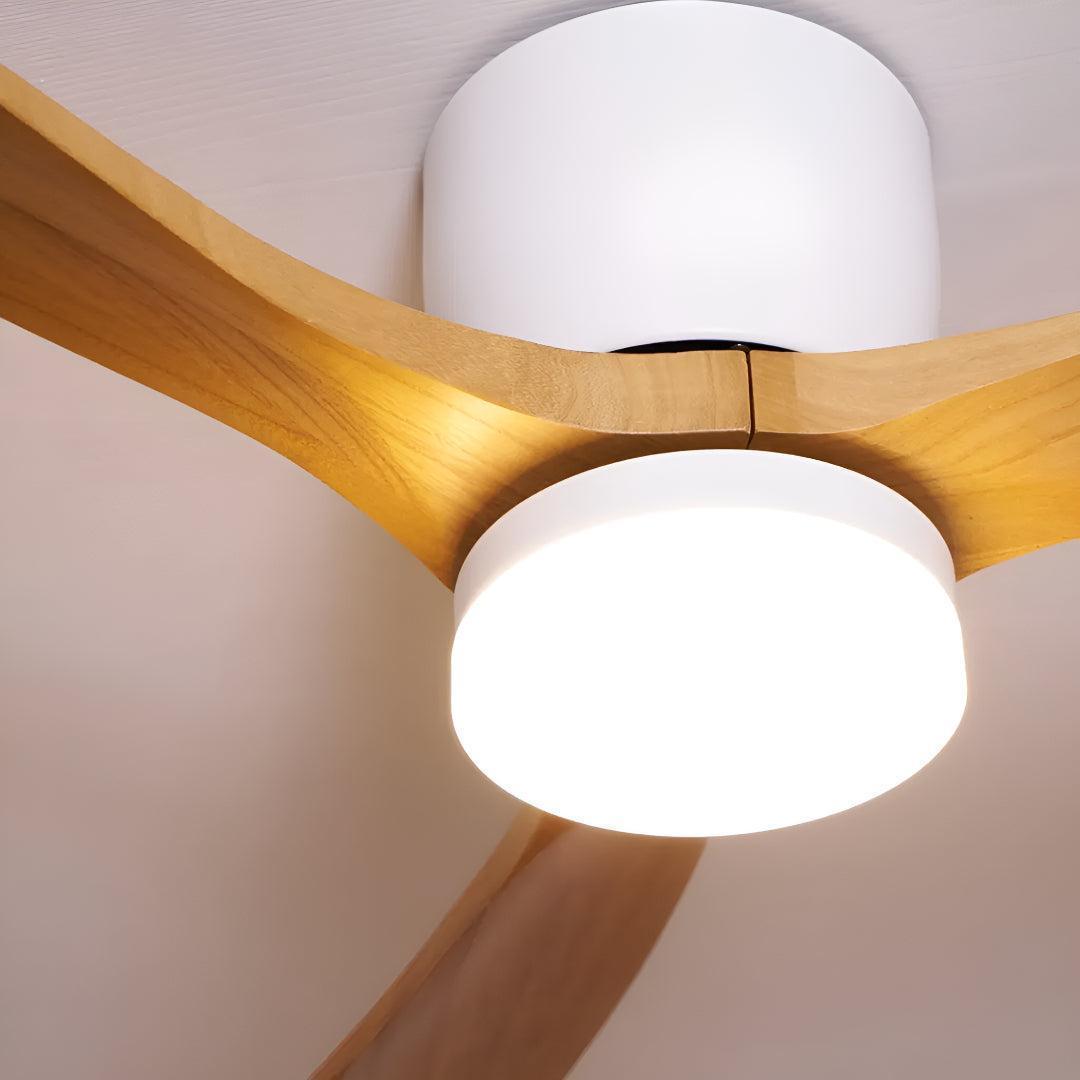 Ventilatore a soffitto in legno nordico moderno con luce e telecomando
