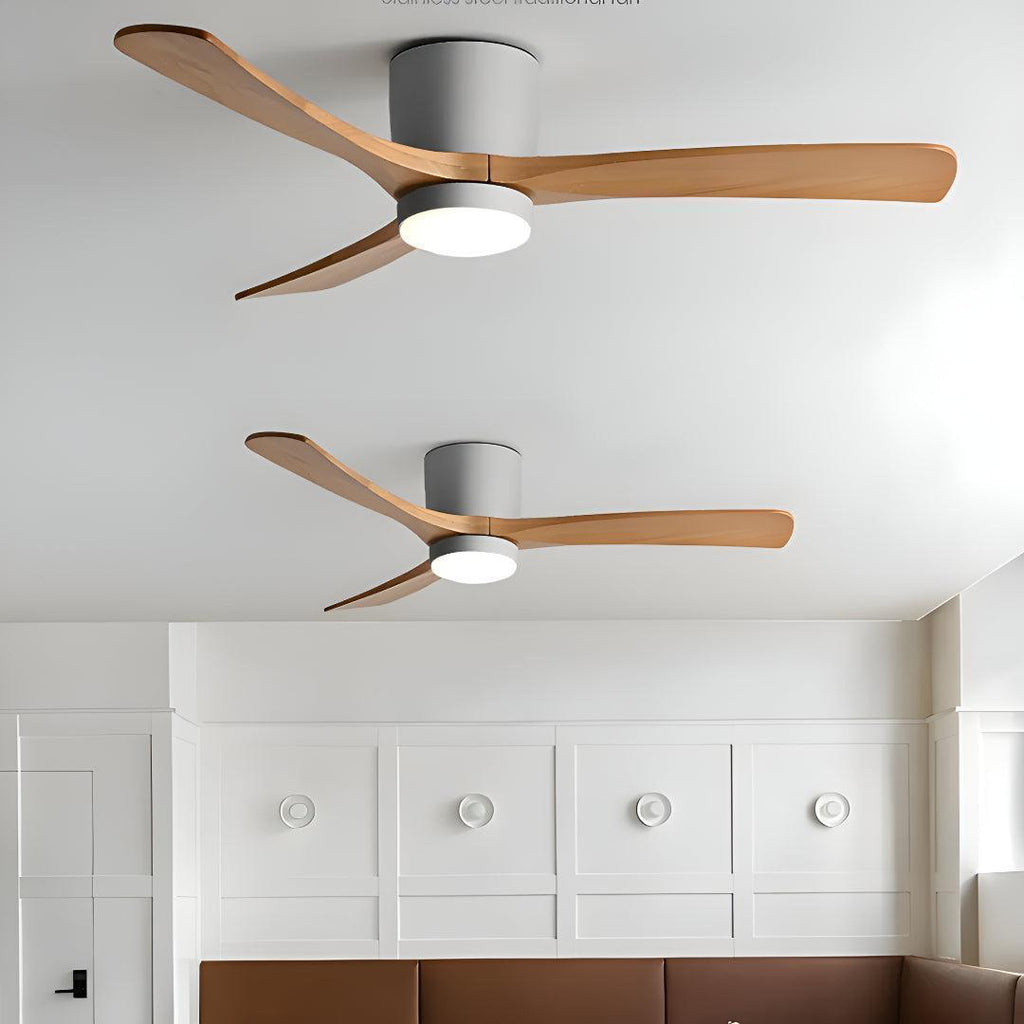 Ventilatore a soffitto in legno nordico moderno con luce e telecomando