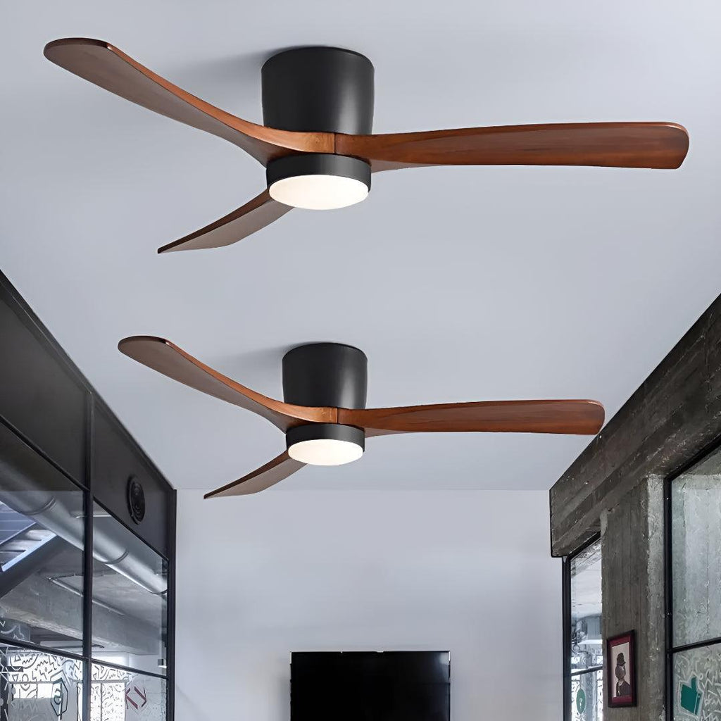 Ventilatore a soffitto in legno nordico moderno con luce e telecomando