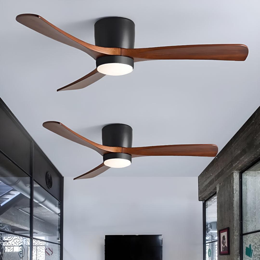 Ventilatore a soffitto in legno nordico moderno con luce e telecomando