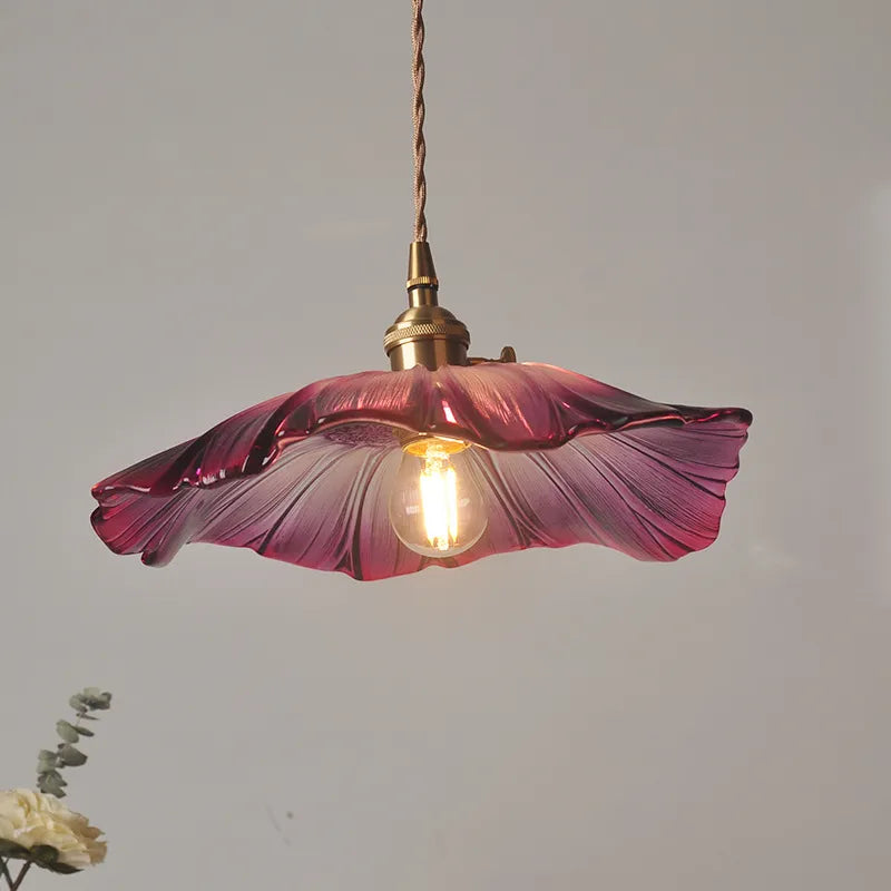 FloraShine Light - Elegante lampada a sospensione in vetro floreale