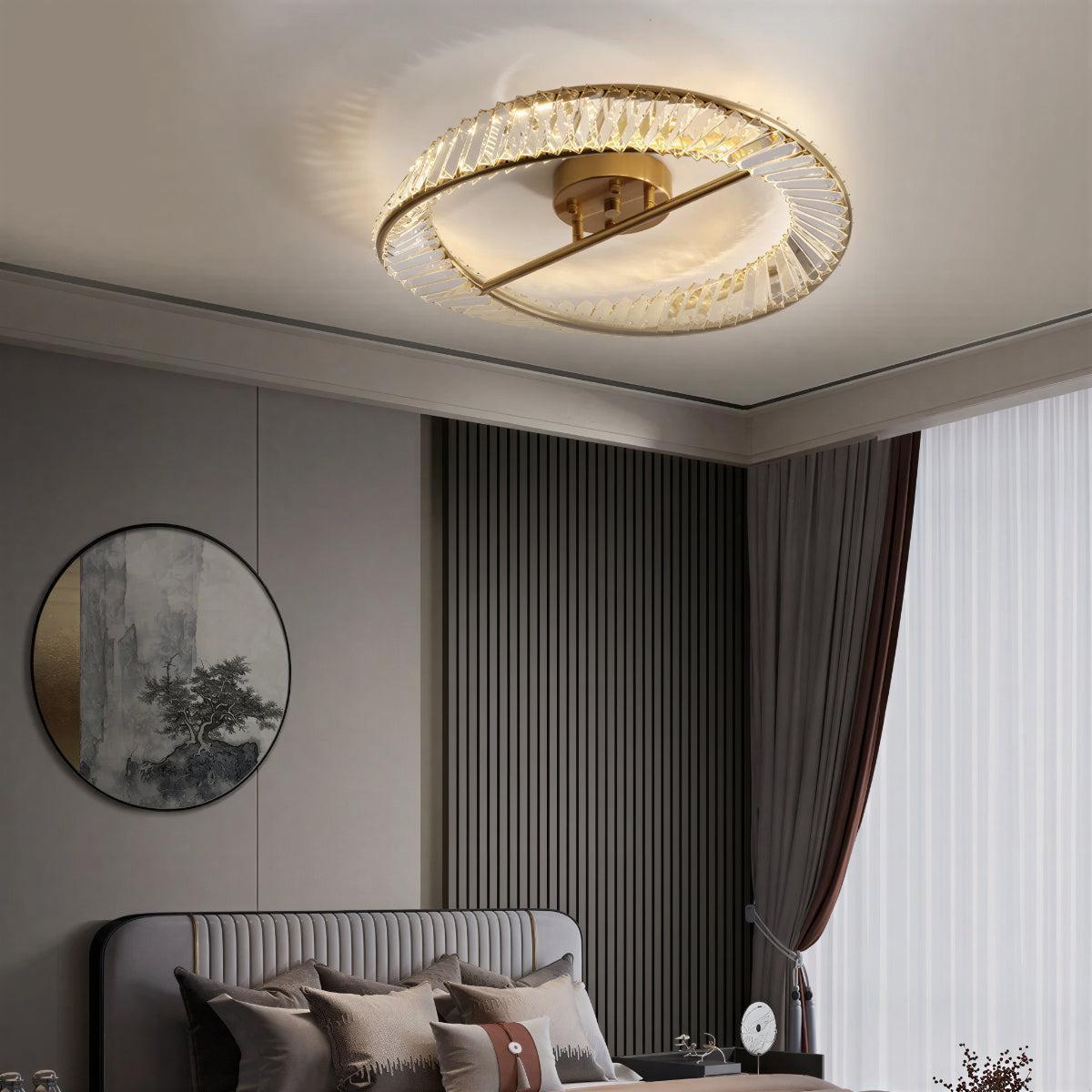 Moderna Lampada da Soffitto Rotonda in Cristallo per Camera da Letto e Soggiorno