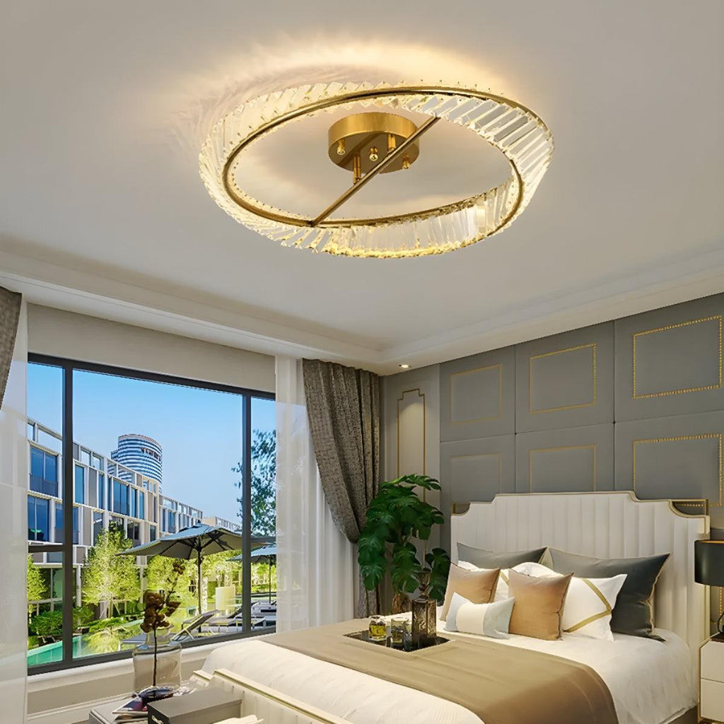 Moderna Lampada da Soffitto Rotonda in Cristallo per Camera da Letto e Soggiorno