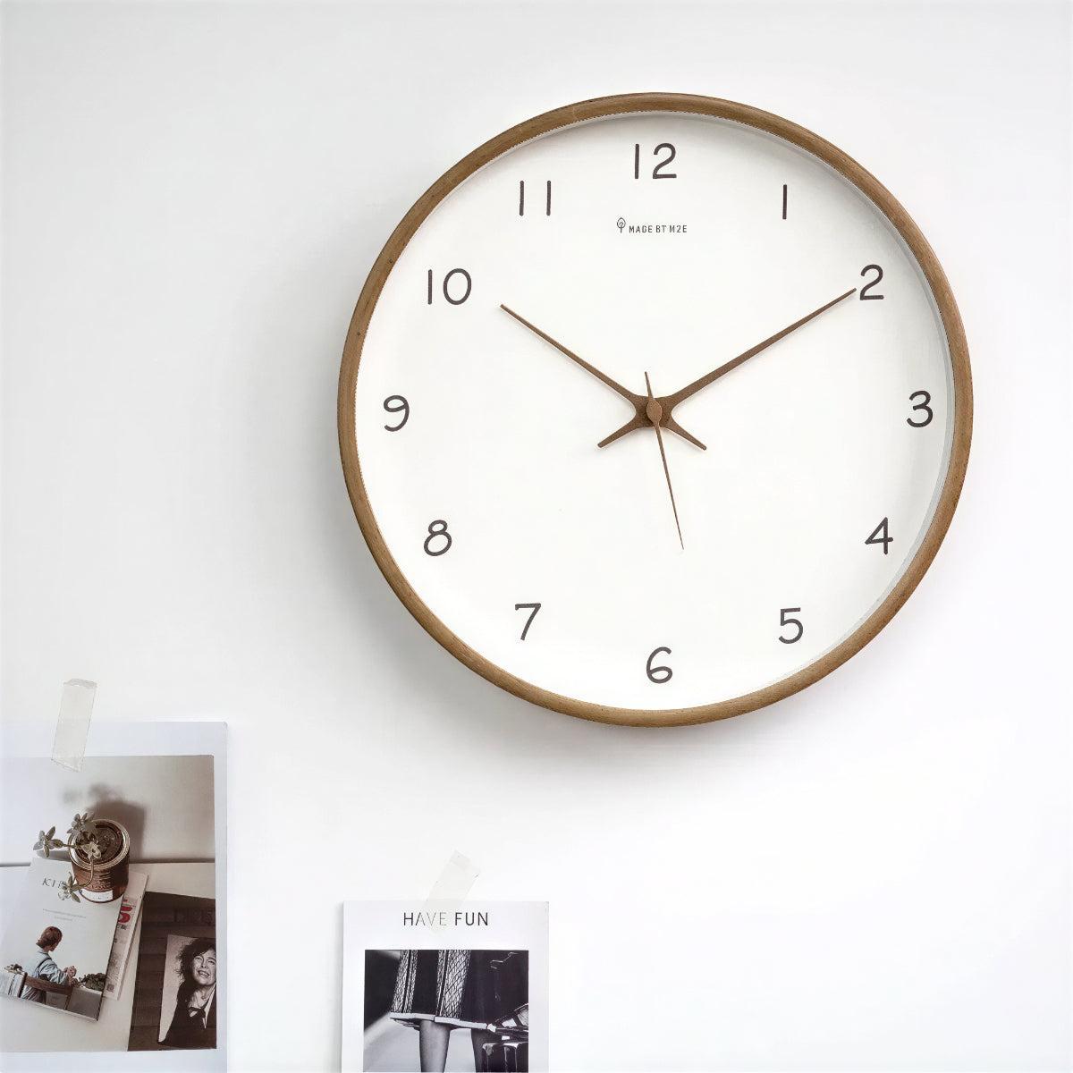 Orologio da Parete Analogico in Legno Moderno Silenzioso