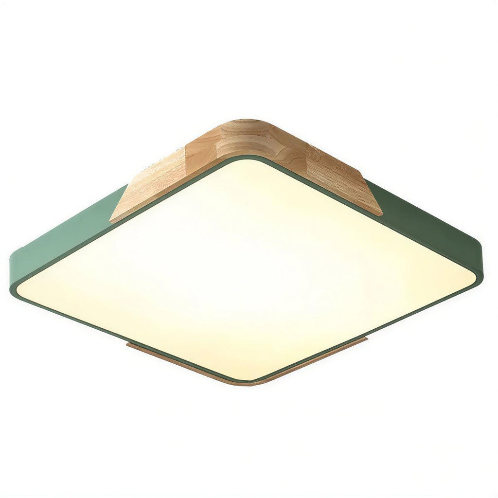 Moderna Lampada da Soffitto Quadrata a Incasso con Finiture in Legno
